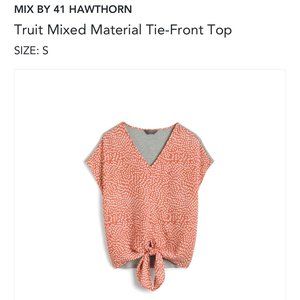 Mix by 41 Hawthorn Truit Mixed Material Tie-Front Top - Small